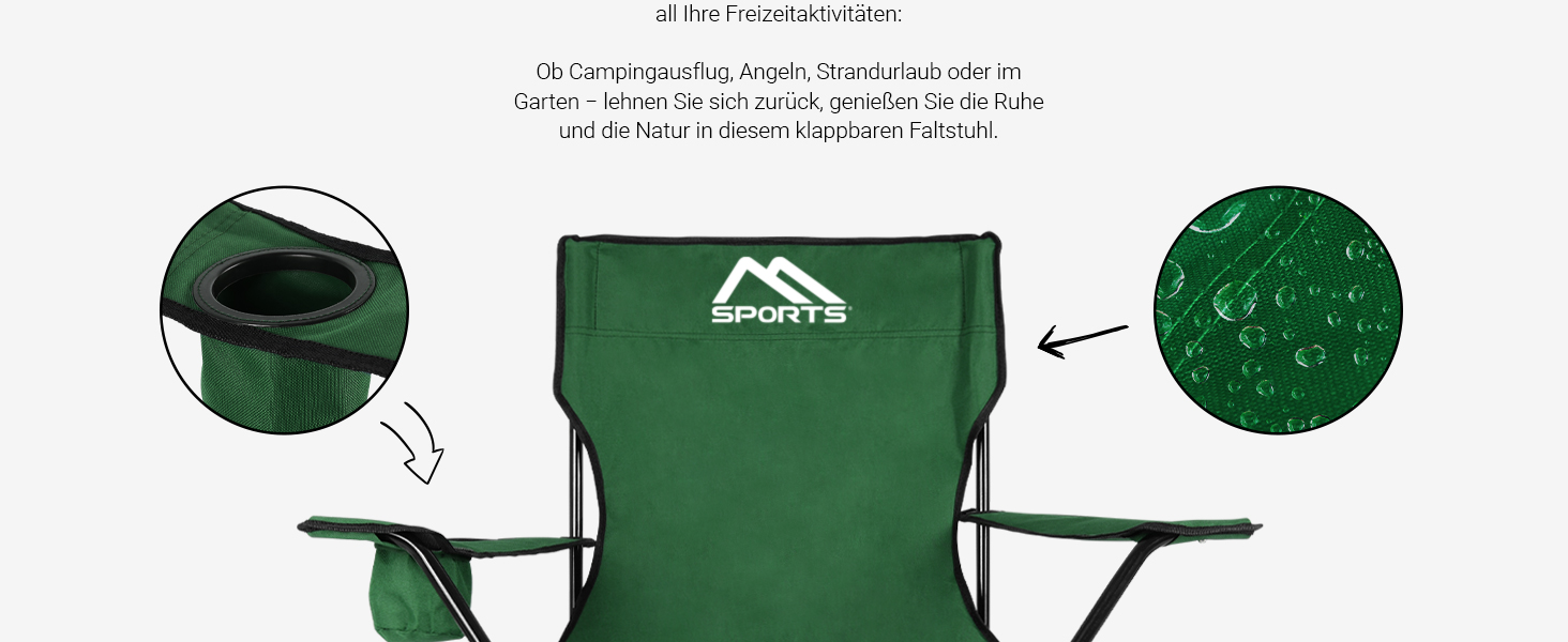 Крісло для кемпінгу MSports Premium з сумкою для перенесення, рибальське, складане - в наявності як набір 2 шт. - складане крісло з підлокітниками та тримачем для напоїв, практичне, міцне, легке, сірого кольору, 2 шт.