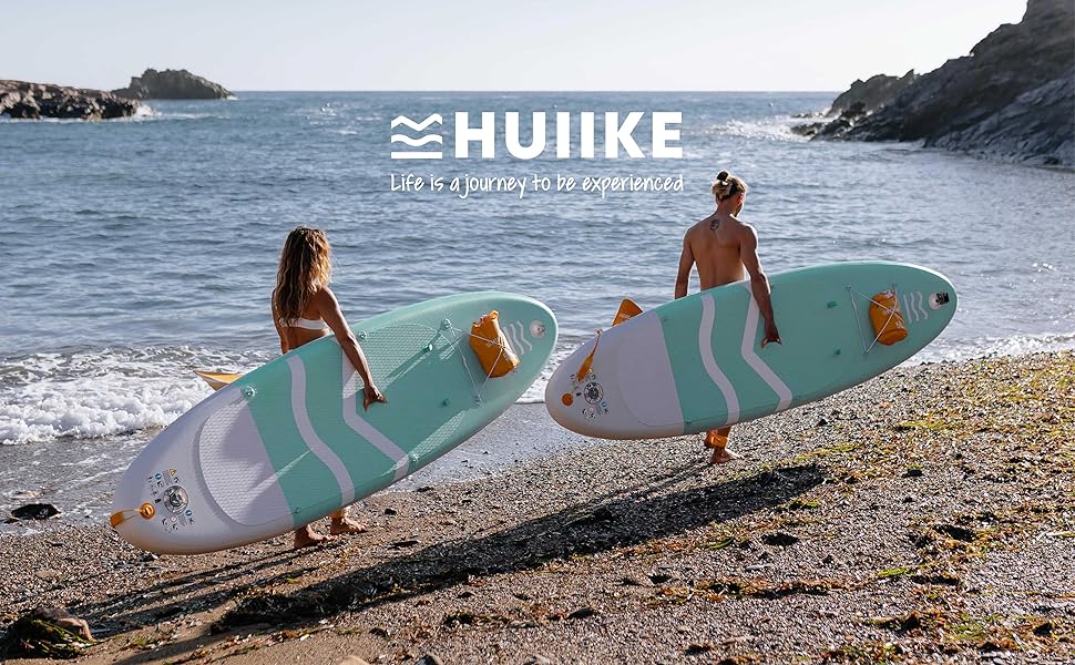Надувний SUP-борд HUIIKE з аксесуарами: весло, фіни, насос. Стабільний та міцний, 305 x 84 x 15 см, до 130 кг