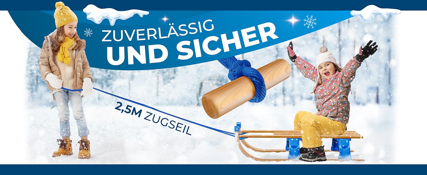 Дерев'яний санчата KESSER® Premium з буку, складні, з тяговим тросом та металевими чіпами, без спинки, червоні