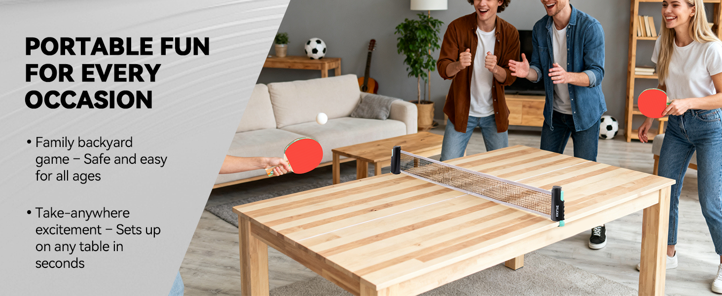 Набір для настільного тенісу з висувною сіткою, 2 ракетки, 6 м'ячів та сумка – портативний набір для гри в приміщенні та на вулиці, ідеальний для сім'ї, відпочинку та тренувань. Кольори: синій+зелений (чорний+червоний)