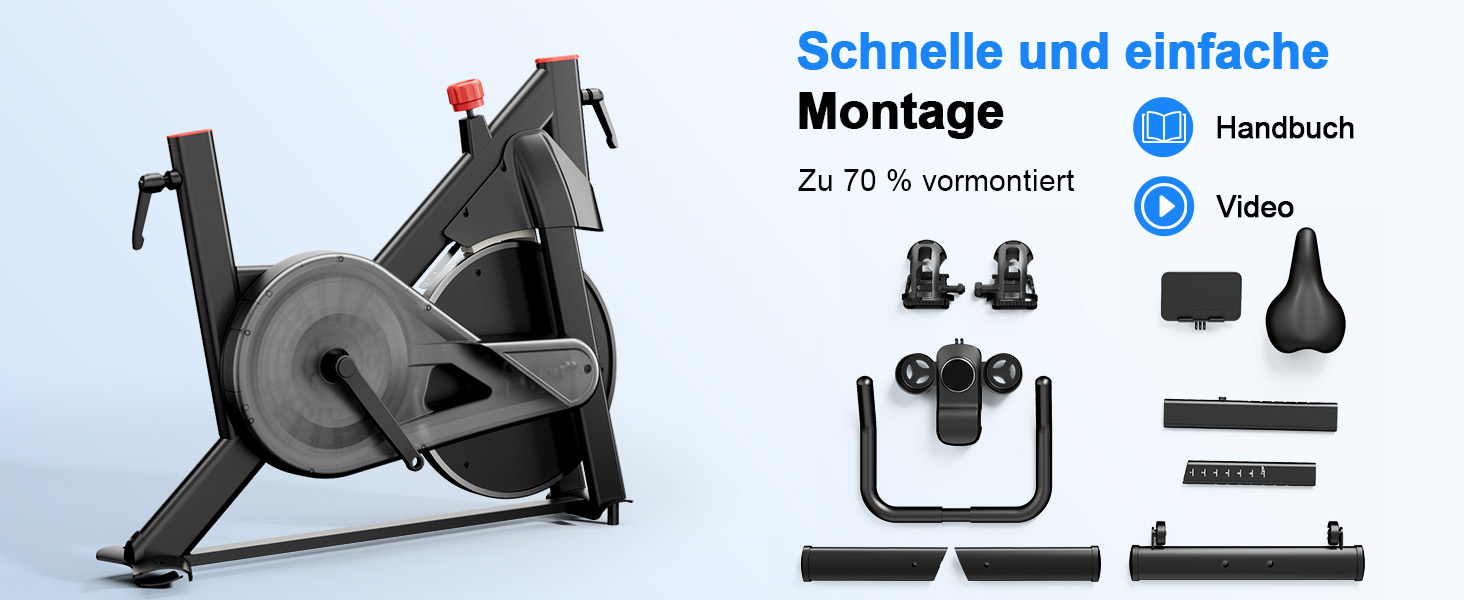 Велотренажер з регульованим магнітним опором, ергометр для дому, фітнес-велосипед 136 кг з тримачем для планшета, фітнес-велосипед з додатком, для дому та фітнес-студії, чорний