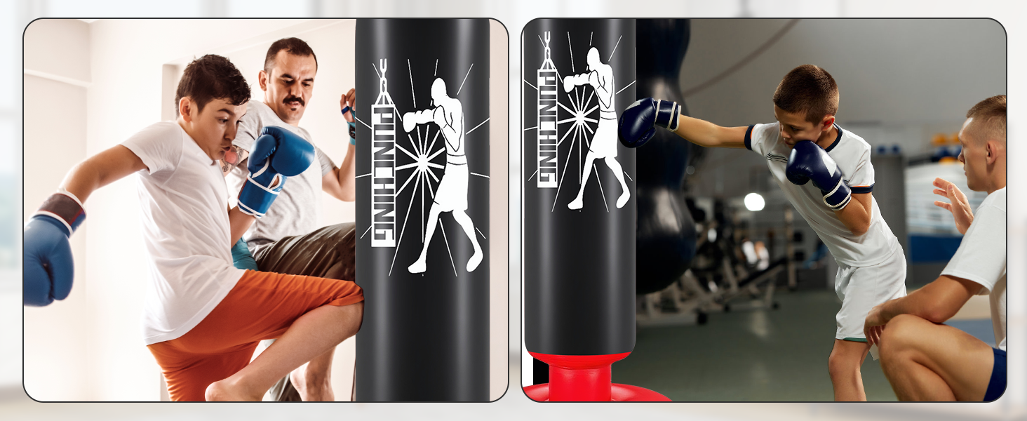 Груша боксерська дитяча Ninonly 160 см з рукавичками та насосом - стійка для боксу в приміщенні та на вулиці для хлопчиків та дівчаток