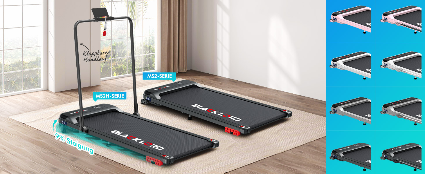 Електричний біговий тренажер BLACK LORD з нахилом 9%, 3.2 PS, 4-в-1 для дому та офісу, 12 програм, динамік, 140 кг, білий