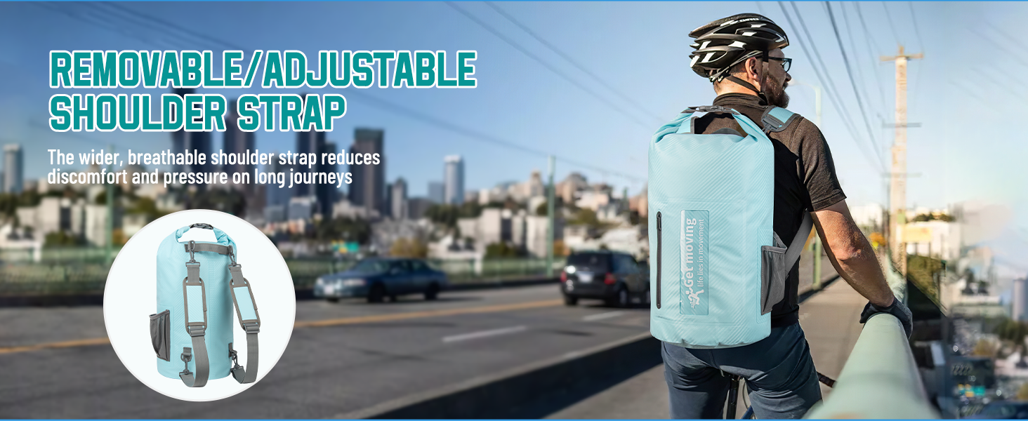 Водонепроникний мішок-рюкзак Dry Bag 20L RollTop, блакитний. Для каякінгу, рафтингу, риболовлі та відпочинку на воді