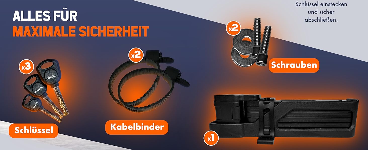 Замок для велосипеда складний, карбонової сталі, висока безпека з кріпленням - Оригінал (з замком)