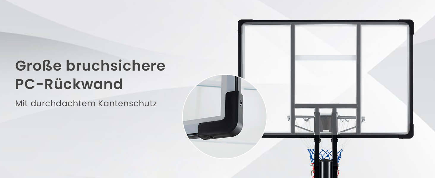 Баскетбольне кільце Gymax вуличне, регульована висота 204-358 см, стійка на колесах, з утяжеленою основою, для підлітків та дорослих 236-305 см