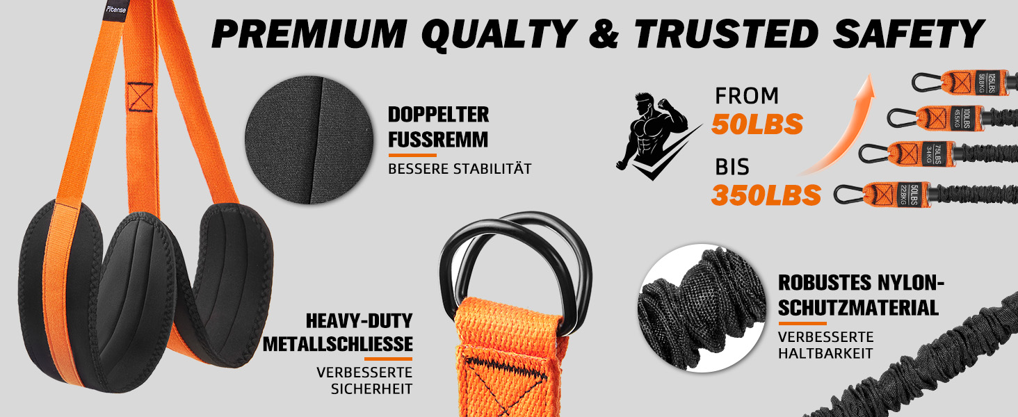 Смуги опору для підтягувань Klimmzughilfe, 50-350lbs, регульований опір та висота, з підставкою для ніг, помаранчеві
