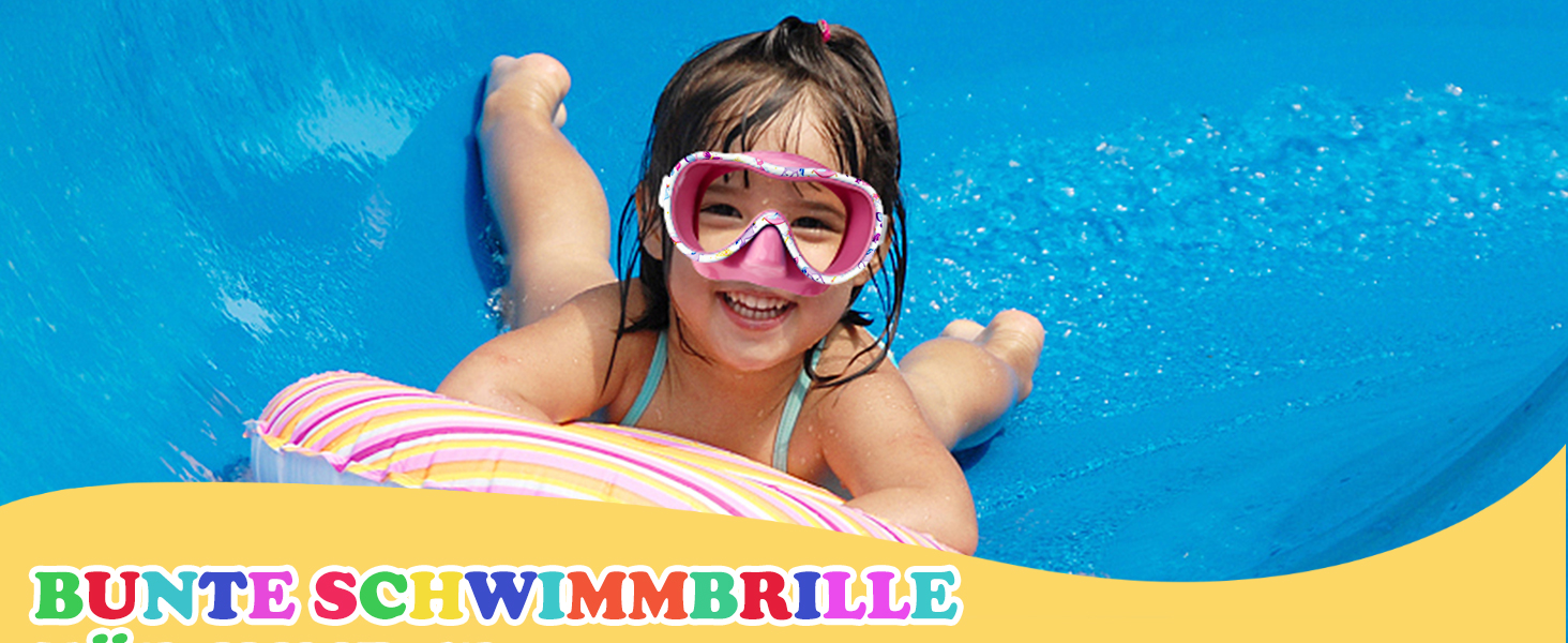 Дитячі окуляри для плавання iGym Taucherbrille (рожево-білі, з поні) з силіконовим ремінцем, антифог, захист від УФ, для хлопчиків та дівчаток 4-16 років