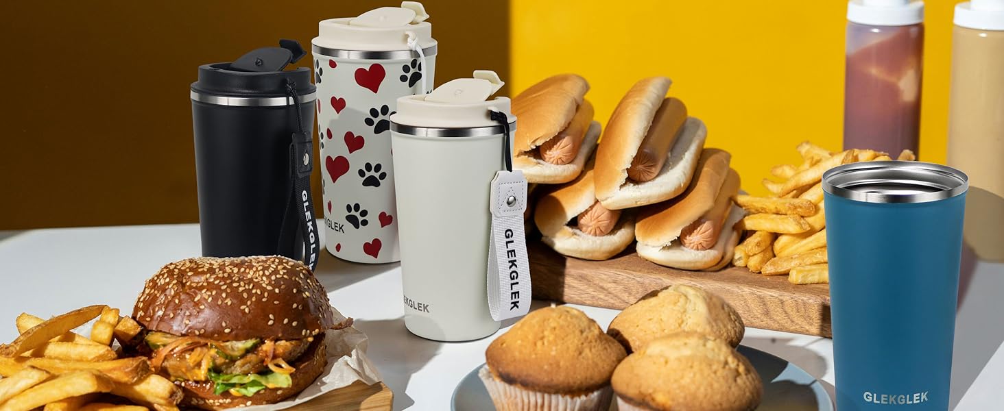 Термокружка для кави GLEKGLEK Coffee to go 510 мл, ізольована дорожня чашка з кришкою, набір 2 шт., термобокал для авто