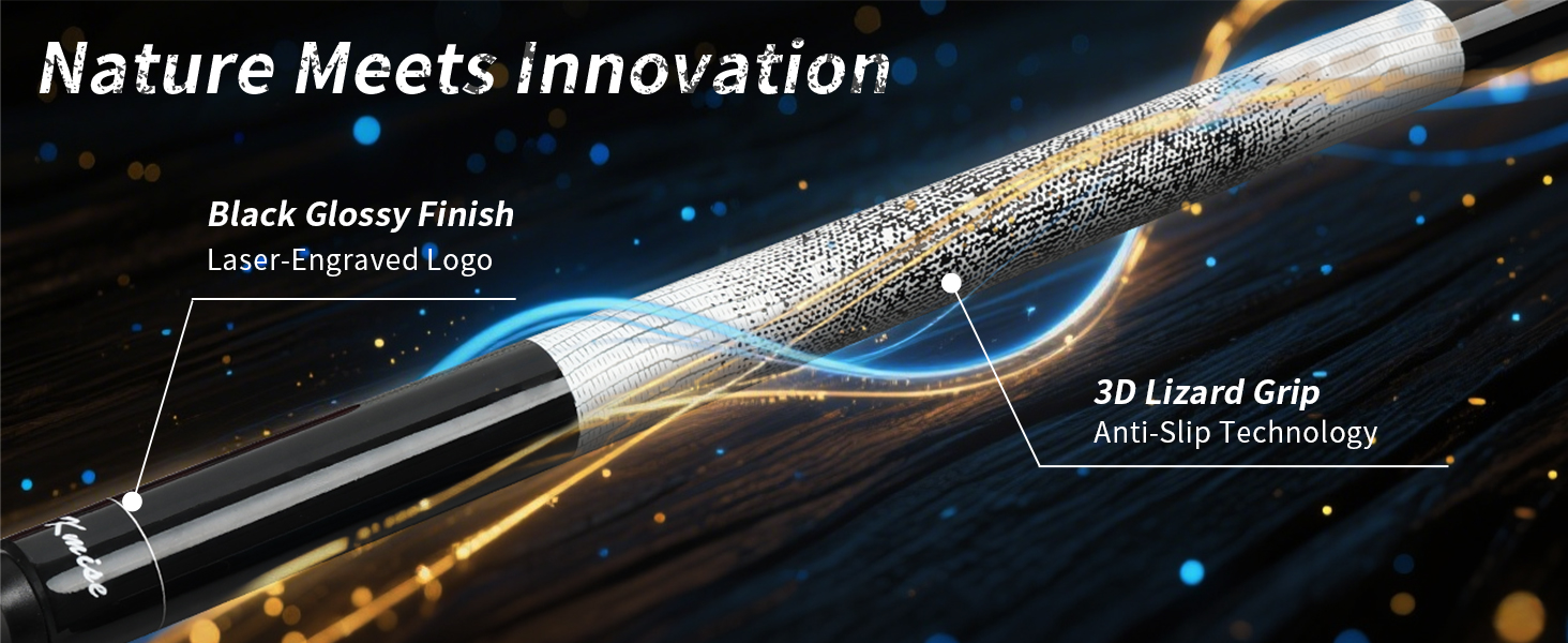 Більярдний кий Kmise професійний, 147 см, канадський клен, шкірна піка 13 мм, антиковзний грип, для дорослих/початківців/професіоналів, чорний (540г)