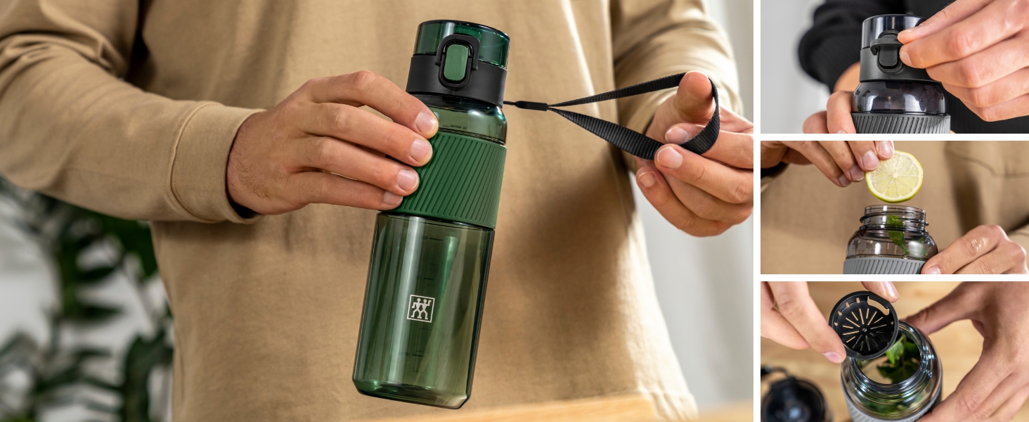 Фляга для води ZWILLING Tritan, 680 мл, темно-зелена, без BPA, для фітнесу, офісу та відпочинку