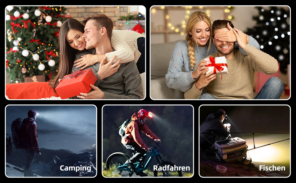 Налобний ліхтар LED, перезаряджається, 230° широкий кут огляду, 6 режимів світла, сенсор, водонепроникний, легкий, для бігу, риболовлі, туризму