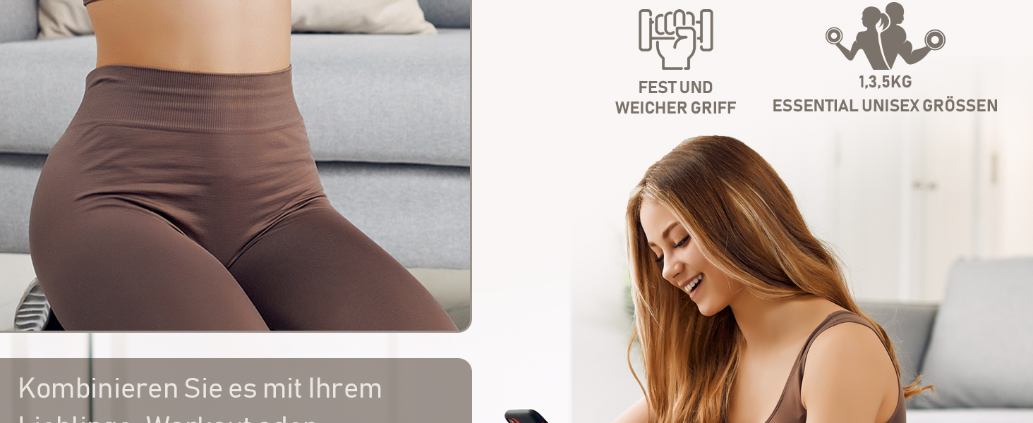 Набір гантелей KurzhanTel для дому та фітнесу, 18 кг (бежевий, рожевий, тіффані)