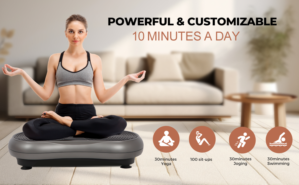 Вібраційна платформа Panana ZZ-SZ302 з тихою системою, 120 рівнів та 10 програм | з пультом ДУ | антиковзаюча | для всього тіла, схуднення | з тренувальними гумками