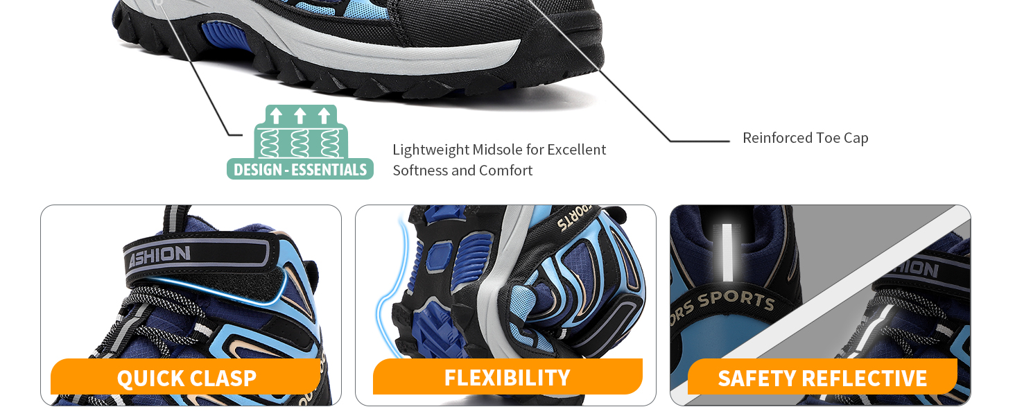 Дитячі зимові чоботи Elaphurus: теплий фліс, для ходьби та трекінгу, розмір 39 EU, темно-синій, зелений