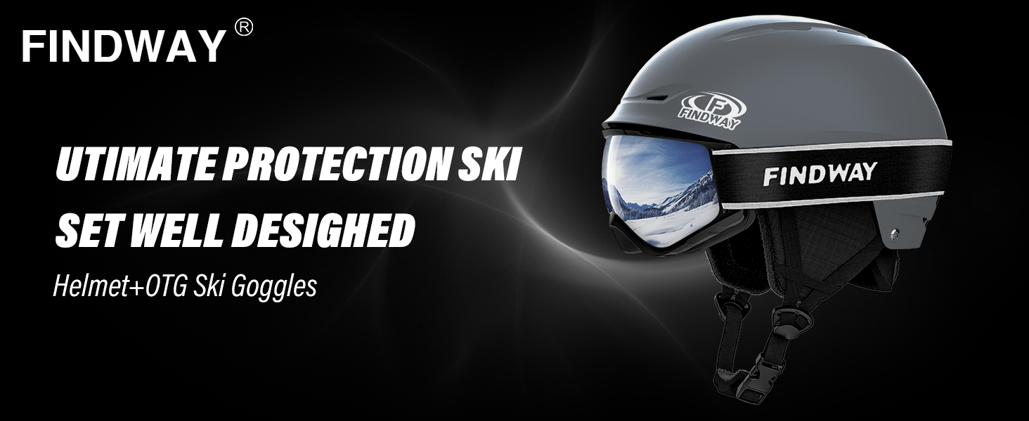 Шолом та маска для гірських лиж та сноуборду Findway, чорний. Підходить для жінок, чоловіків та підлітків