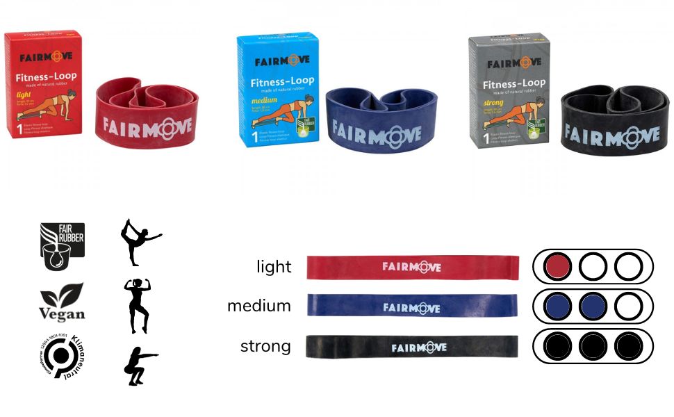 Гумові стрічки FAIR Move для фітнесу: набір 3 шт. з натурального латексу (Theraband) для м'язів, йоги, кроссфіту