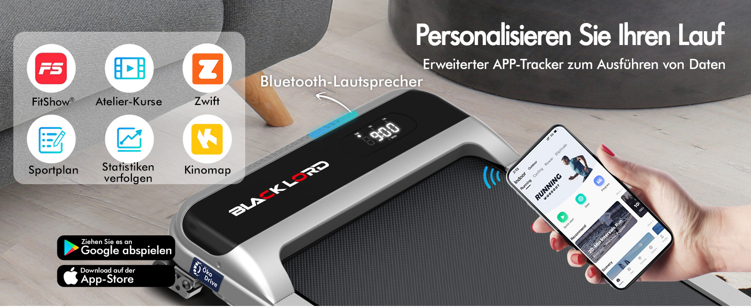 Електричний біговий тренажер BLACK LORD MS2 схил 9%, 3.2 PS, 4-в-1, для дому та офісу, 12 програм, динамік, 140 кг