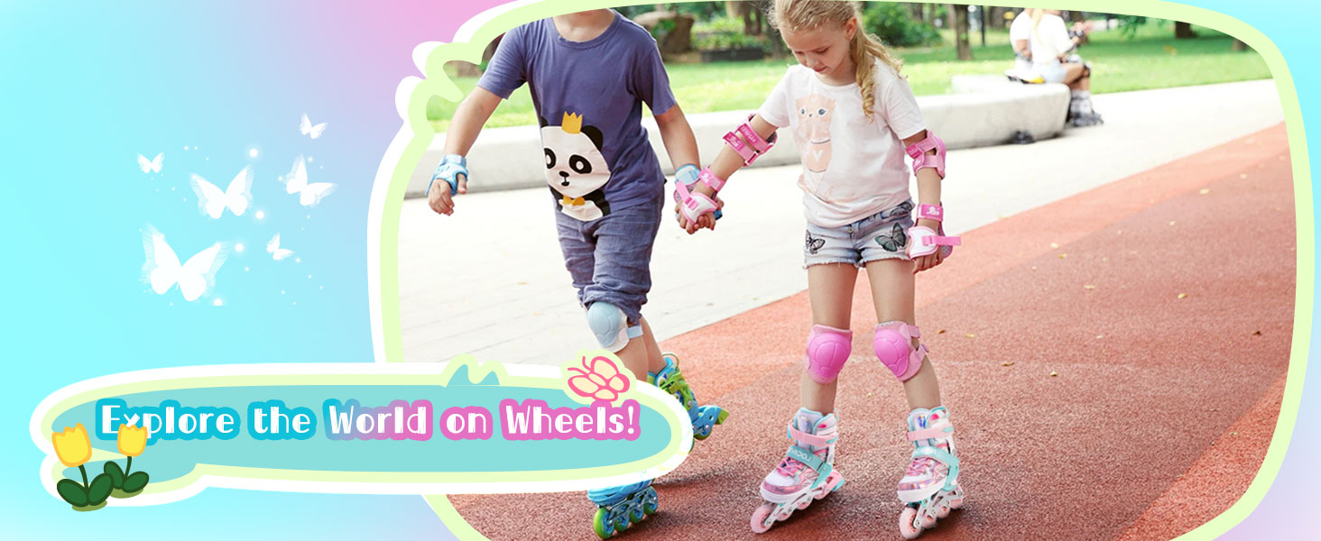 Дитячі ролики Inliner Kinder з регулюванням розміру 26-29, 29-34, 30-35. Ролики для дівчаток з колесами 82A PU, дизайн
