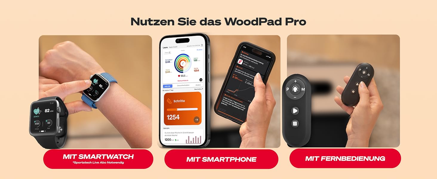 Складана бігова доріжка для ходьби Sportstech WoodPad Pro: компактний тренажер для дому та офісу, до 8 км/год, з крокоміром та підтримкою додатку, навантаження до 120 кг