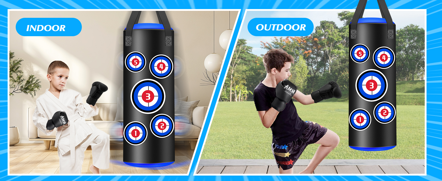Боксерський мішок наповнений, підвісний комплект, 60 см, для дітей, мікрофібра, шкіра, важкий, для кікбоксингу, фітнесу, ММА, греплінгу, муай-тай