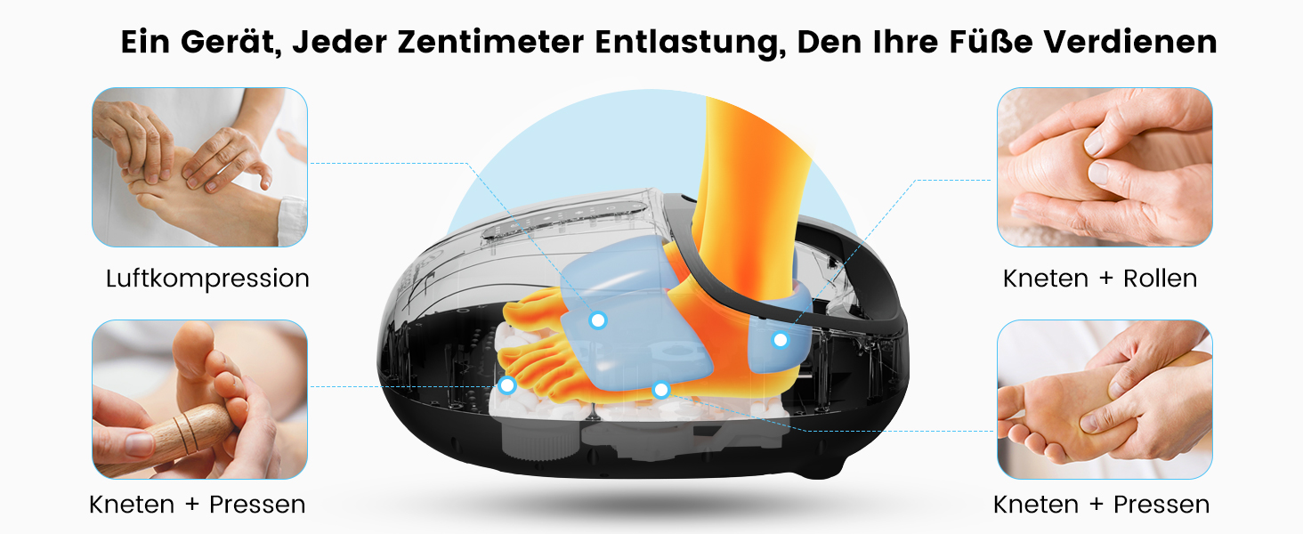 Масажер для ніг Shiatsu з підігрівом COMFIER - для діабету, п'яткової шпори, офісу. Розмір до 46.