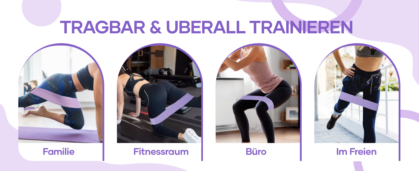 Фітнес-гумки Suright: стрічковий набір для силових тренувань, йоги та фітнесу (3 кольори)