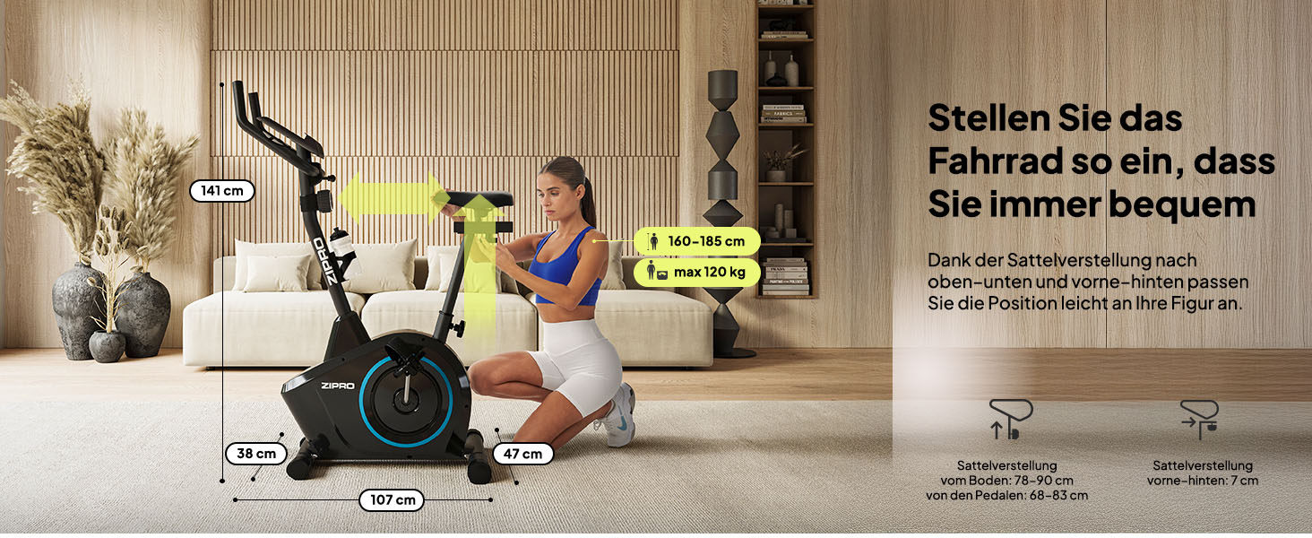 Zipro Heimtrainer Fahrrad Boost: велотренажер для дому, фітнес-велосипед, магнітний велотренажер до 120 кг, індоор байк