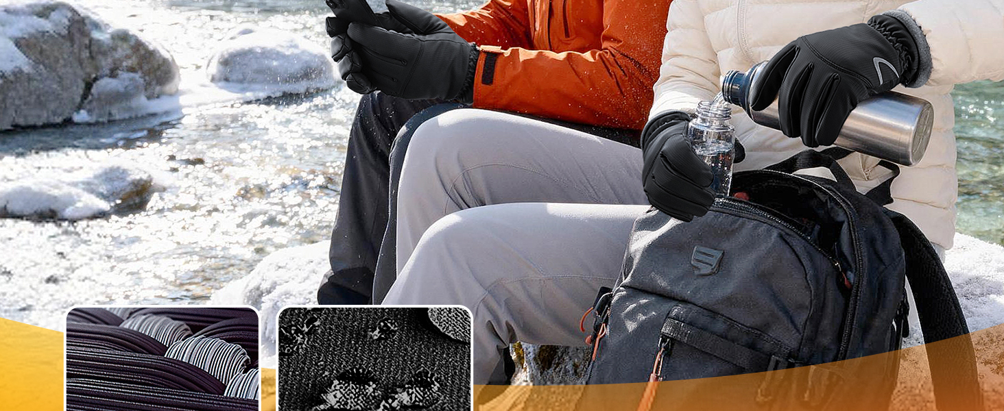 Рукавички PULIOU для чоловіків та жінок, зимові термо-рукавички для велосипеда, тепла зимова модель, вітронепроникні, з підтримкою сенсорного екрану, спортивні рукавички для бігу, їзди на велосипеді, альпінізму, чорного кольору