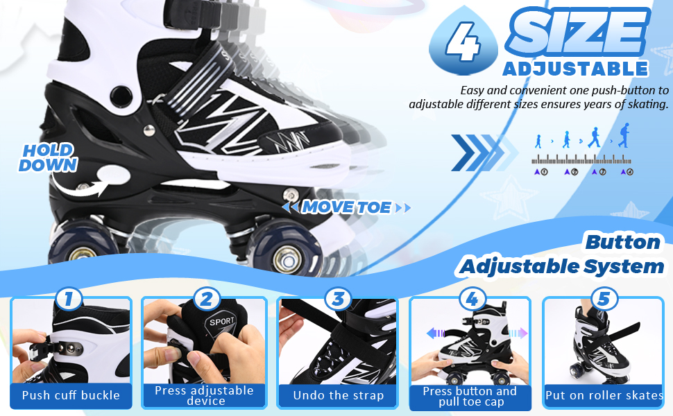 Роликові ковзани для дітей LOKJIJI: регульовані, фіолетові та білі, для початківців