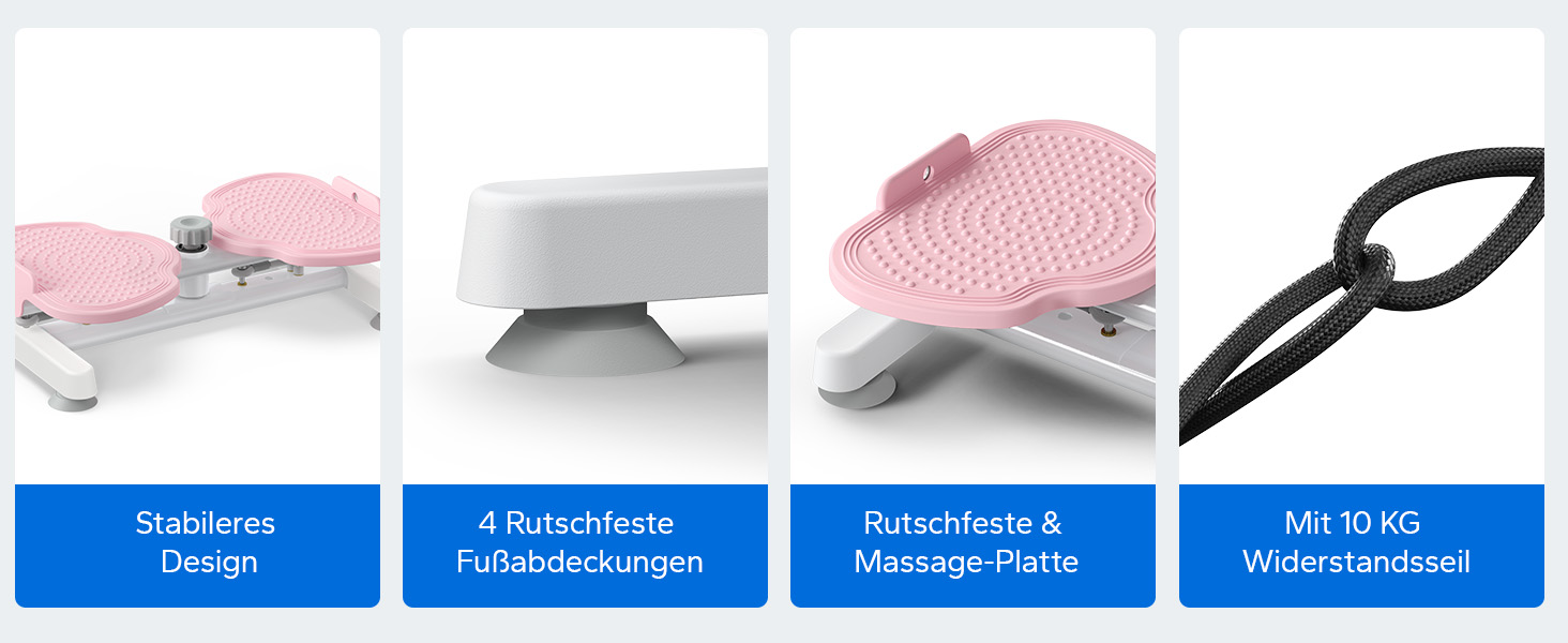 MERACH Диск для скручування тазу, тренажер для пресу з 2 еластичними стрічками, для підтяжки талії та кор-тренінгу, до 136 кг, безшумний фітнес-інвентар для дому (Рожевий)