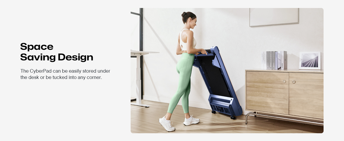 Бігова доріжка UREVO Smart Walking Pad з нахилом 14% для дому, підстільна, розширена бігова поверхня, LED-пульт, тиха безщіткова, швидкісне підсвічування, синій колір