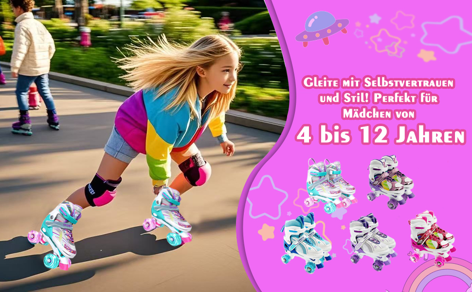 Дитячі ролики для дівчаток, регульовані, розмір 28-31 EU (S), для дому та вулиці