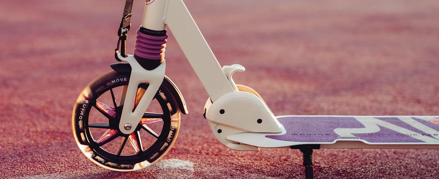 Електросамокат Movino City Light для дітей та підлітків, синій/оливковий: з амортизатором, колеса 180мм, регульований кермо