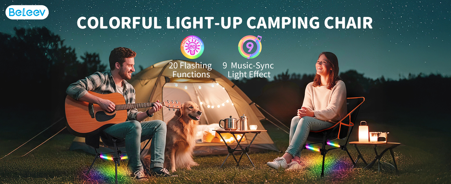 Складний туристичний стілець BeLeEv з кишенями, чорний. Легкий, компактний для кемпінгу, риболовлі, відпочинку на природі.