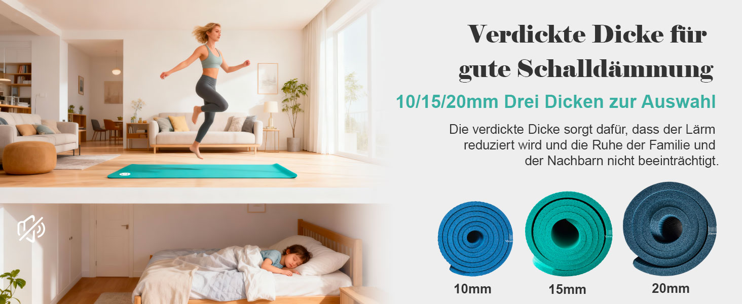 Килимок для йоги XXL 200x130 см: фітнес-мат з NBR, товщина 20/15/10 мм. Підходить для йоги, фітнесу, занять з дітьми та для людей похилого віку. Зелений, товщина 20 мм