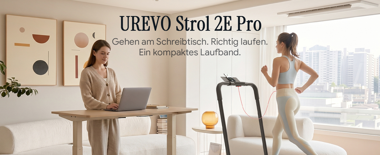 Складана бігова доріжка UREVO 2-в-1 Walking Pad для дому та офісу, 1–10 км/год, з керуванням через додаток, дистанційним пультом та LED-дисплеєм, чорна