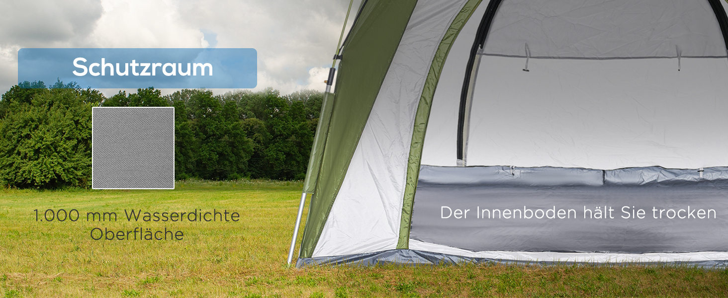 Намет Outsunny Pop-Up для 3 осіб, UV 50+, зелений: сімейний кемпінговий намет з гаком, 4 дверима, вікнами, підлогою та водонепроникністю 1000 мм