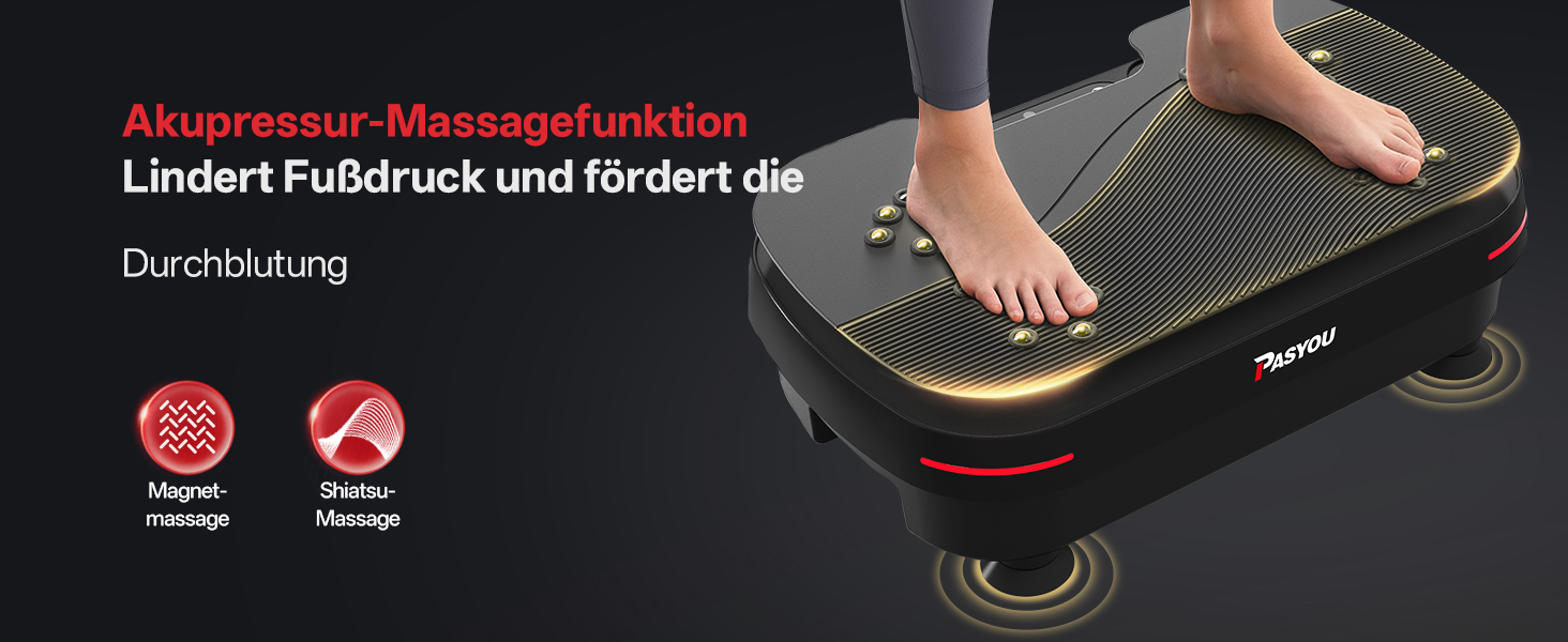 PASYOU Вібраційна платформа для тренувань всього тіла з пультом дистанційного керування та еластичним гумкою, 0-99 інтенсивність