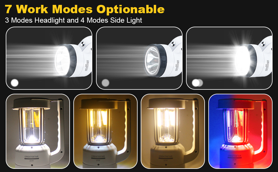 LED кемпінговий ліхтар CREATESTAR: зарядний, з ліхтариком, USB, диммування, IP43, водонепроникний, для туризму, відпочинку, надзвичайних ситуацій