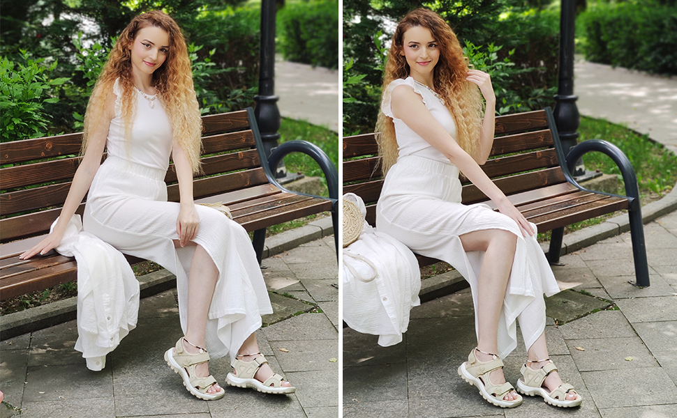 Жіночі літні спортивні сандалі Harssidanzar для туризму та активного відпочинку - шкіра, колір кавово-сірий, розмір 38 EU