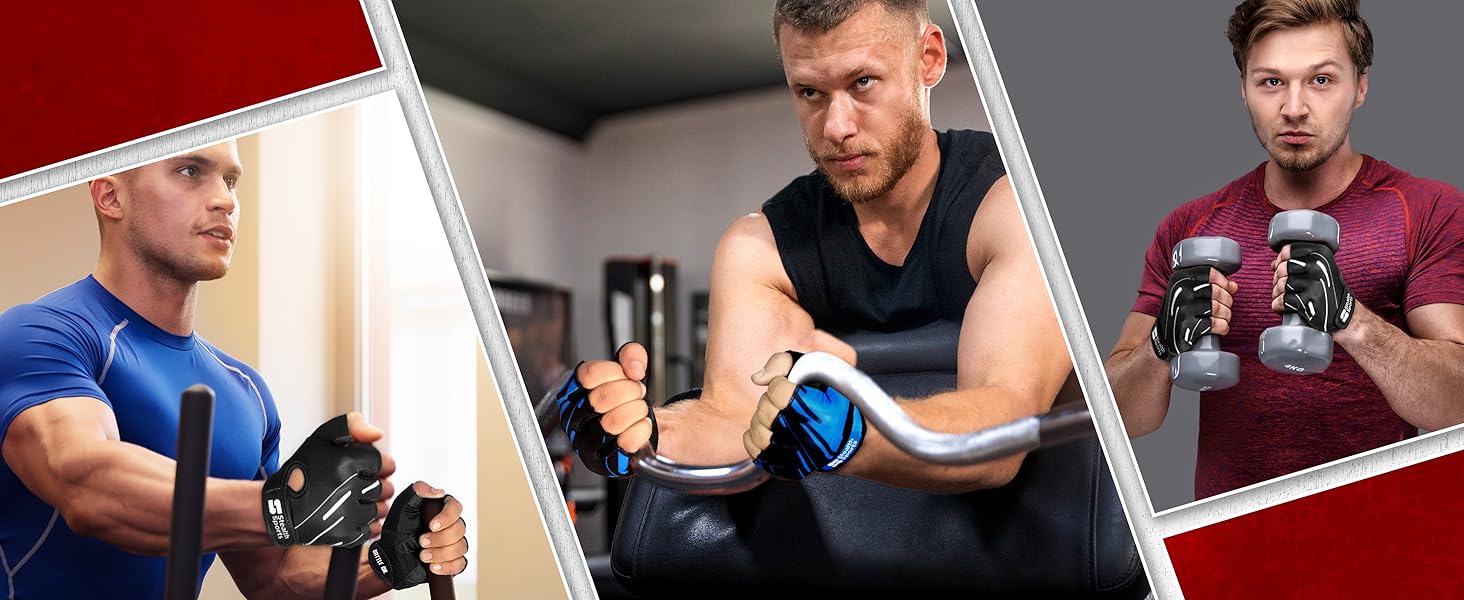 Рукавички для фітнесу Stealth Port, вага підйомника для жінок та чоловіків – дихаючі, неслизькі, з підкладкою для кросфіту, бодібілдингу, їзди на велосипеді, силових тренувань (M, Чорний)