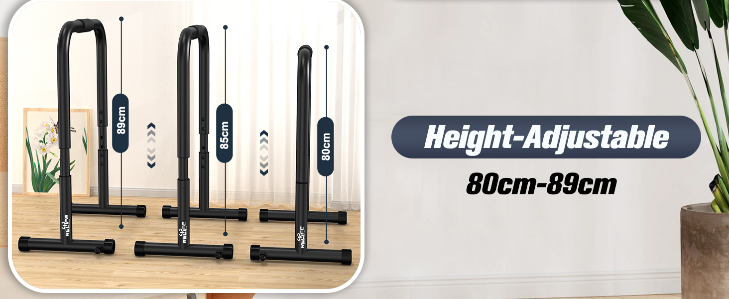 RELIFE Станція для віджимань та підтягувань, регульована висота, чорний - обладнання для калістеніки