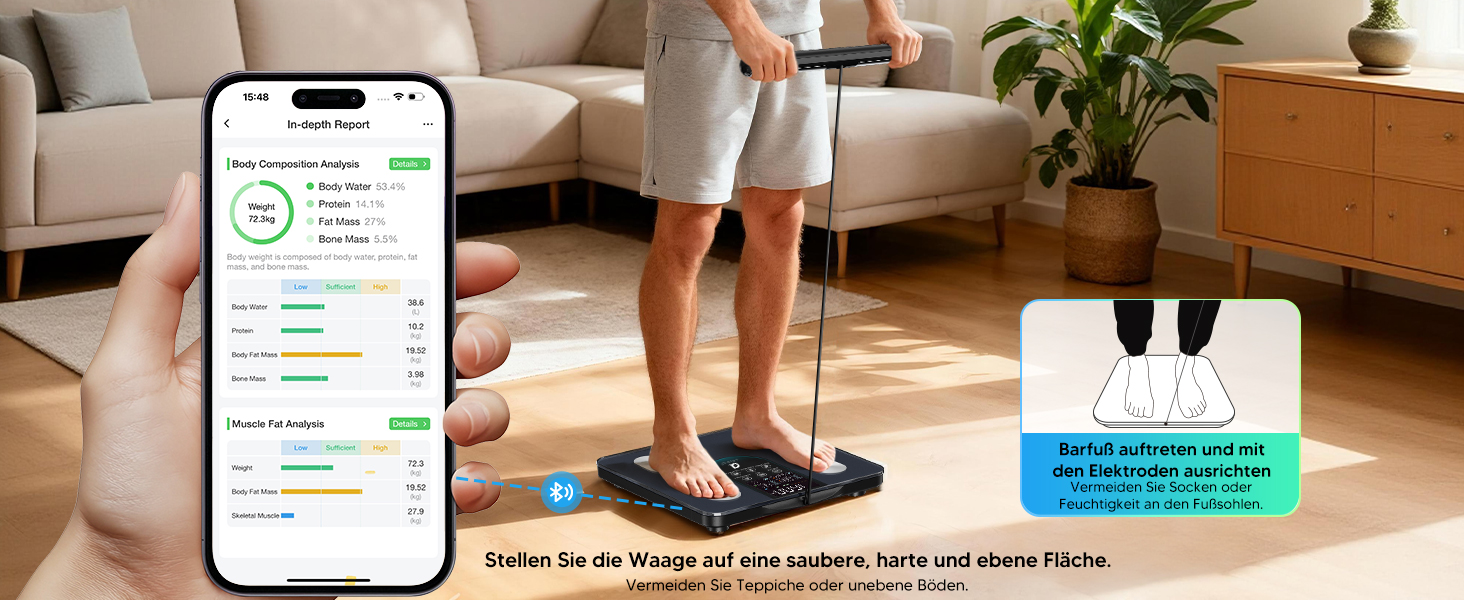 Вага для вимірювання жиру в тілі Arboleaf з датчиками рук, аналіз складу тіла, 50 показників, вага з додатком та великим дисплеєм до 180 кг (Чорний) CS10K