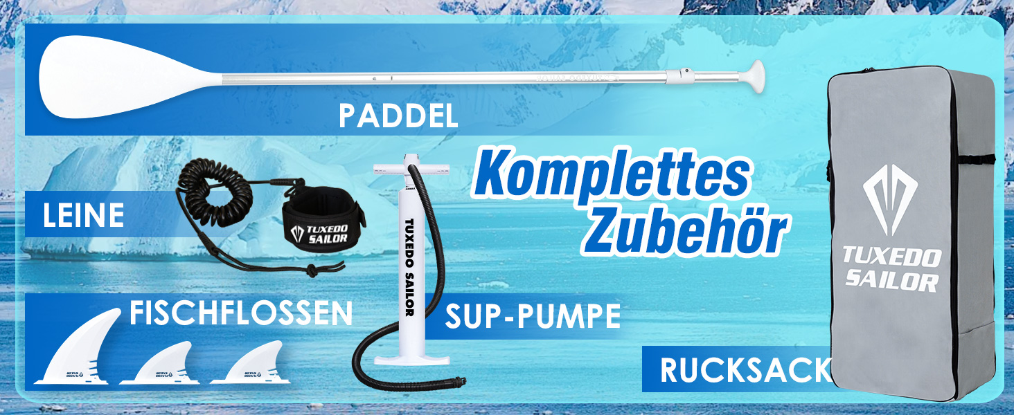 Надувне SUP-борд Tuxedo Sailor Stand Up Paddle Board з аксесуарами, для дорослих та підлітків, блакитний та жовтий