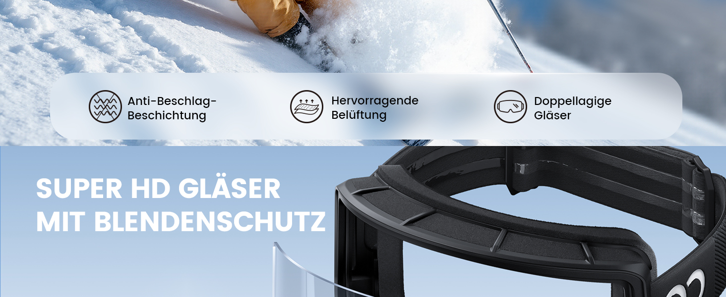 Ламiкалл Скi-окуляри для жінок, сноуборд окуляри для чоловіків - [Патентна антизапаржувальна технологія] Дзеркальні скі-окуляри для носіїв окулярів, захисні окуляри для сноуборду Ultra HD, снігові окуляри UV400 з захистом від відблисків - чорна рамка - сріблясте скло (VLT: 8%)