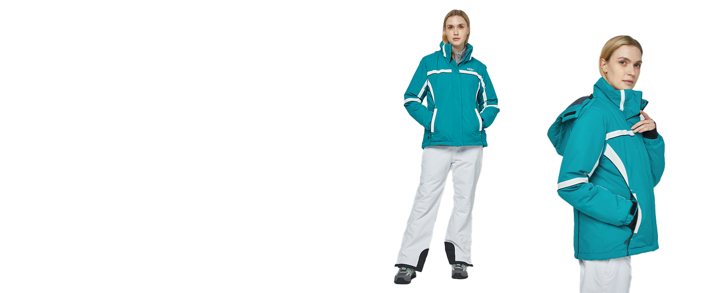 Жіноча куртка Wantdo для гірського туризму та хайкінгу, водонепроникна, з капюшоном, тепла, світло-блакитна