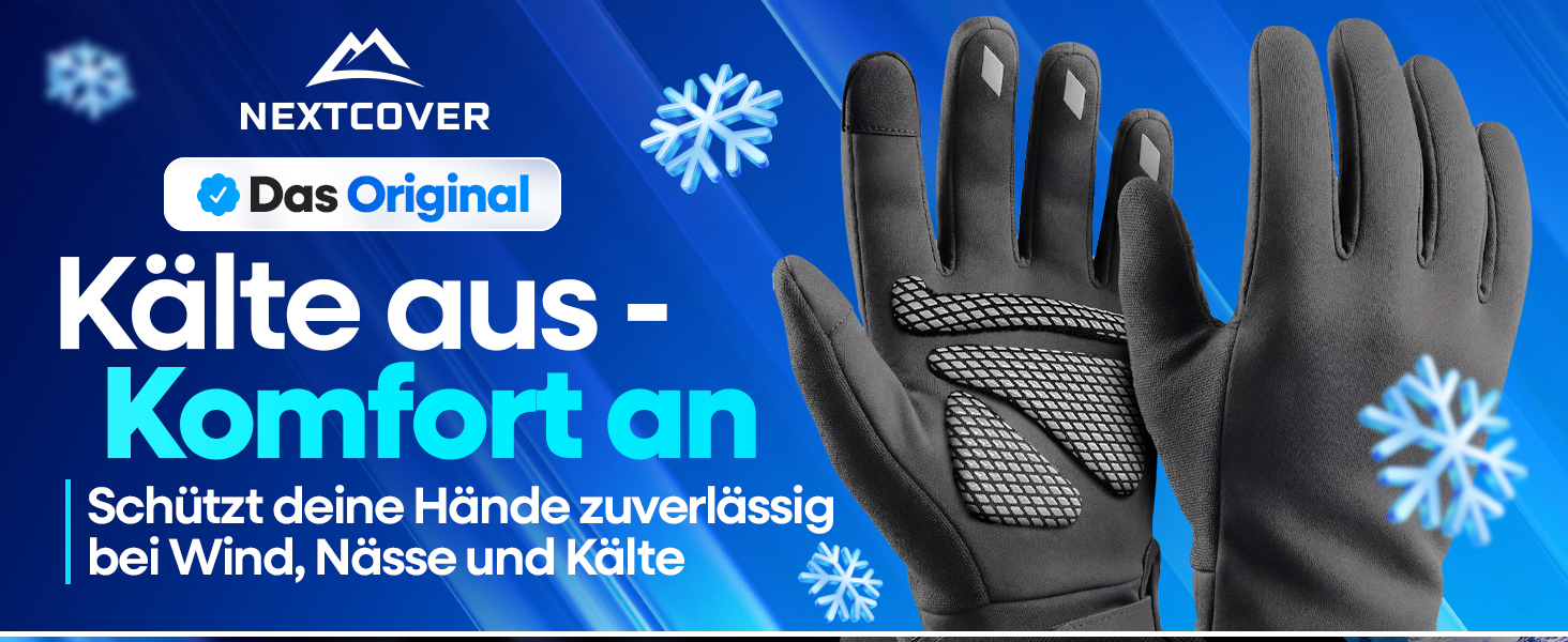 Велосипедні рукавички Nextcover® Winter для чоловіків та жінок TheroShield 2.0 I Унісекс, розмір S-XXL I Водонепроникні та теплі зимові рукавички для велосипеда