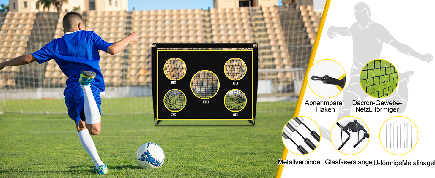 Дитячі ворота для футболу, 2-в-1 Pop-Up ворота, складані, для саду, на вулицю, з чохлом, 120x90 см, чорний