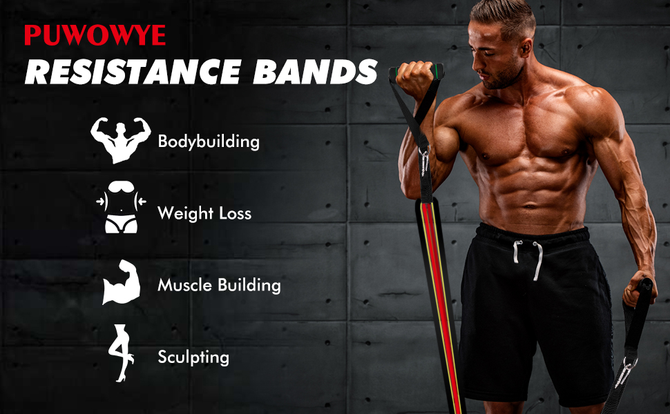 Набір еластичних стрічок для фітнесу, 3 рівні опору, з дверними фіксаторами, ручками, чохлом, сумкою та інструкцією. Стрічки для фітнесу/йоги/силових тренувань. Кольори: синій, зелений, фіолетовий, чорний, червоний, жовтий